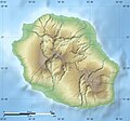 Physical map of the region and department of Réunion
