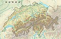 Physical map of Switzerland